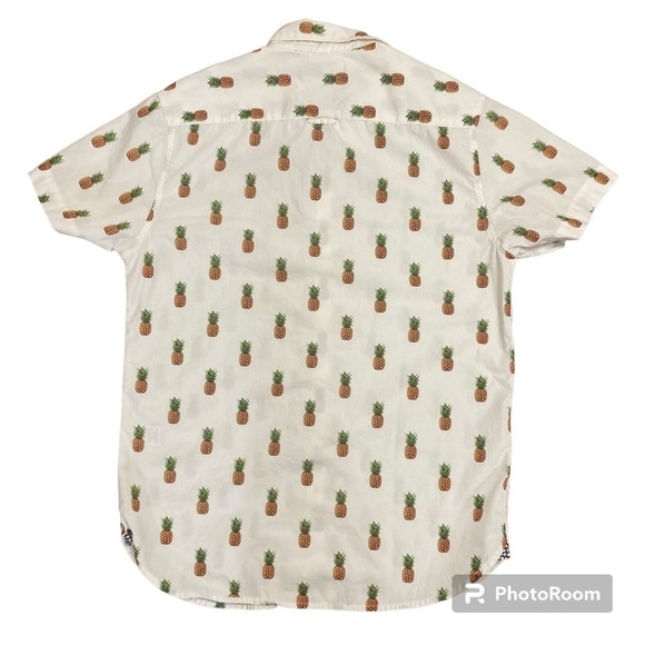 Denim &‎ Flowers EUC Mens slim fit, button up pineapple shirt, size small - Picture 4 of 16